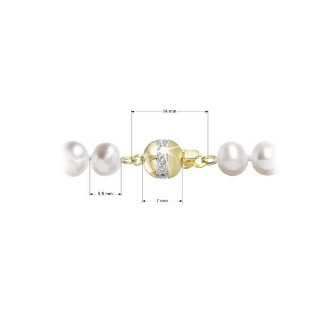 Perlový náramek z říčních perel se zapínáním ze 14 karátového zlata 923001.1/9266A bílý