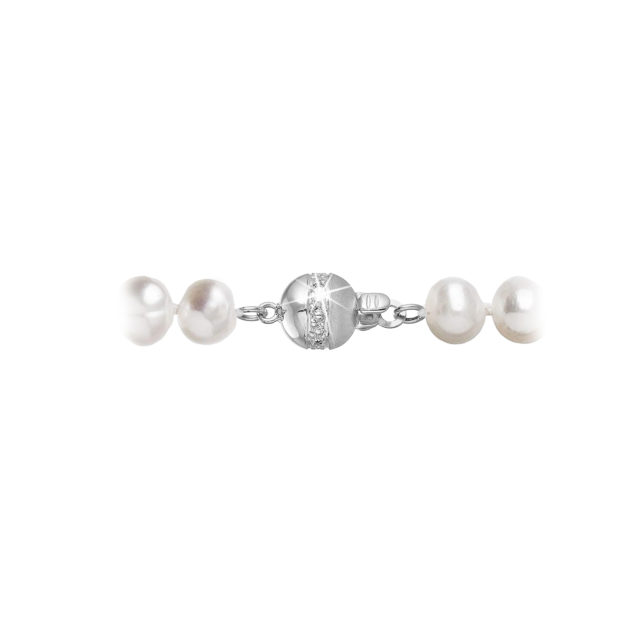 Perlový náramek z říčních perel se zapínáním z bílého 14 karátového zlata 823001.1/9266B bílý