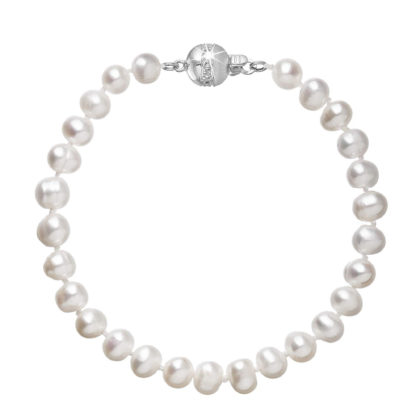 Perlový náramek z říčních perel se zapínáním z bílého 14 karátového zlata 823001.1/9266B bílý