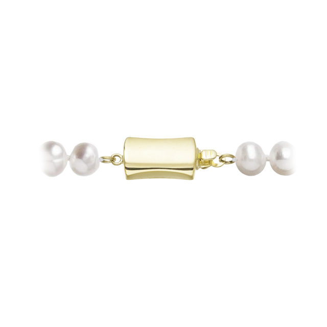 Perlový náramek z říčních perel se zapínáním ze 14 karátového zlata 923001.1/9267A bílý