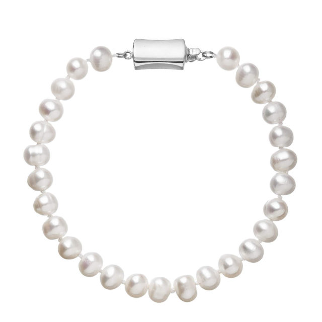 Perlový náramek z říčních perel se zapínáním z bílého 14 karátového zlata 823001.1/9267B bílý