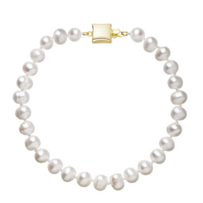 Perlový náramek z říčních perel se zapínáním ze 14 karátového zlata 923001.1/9268A bílý