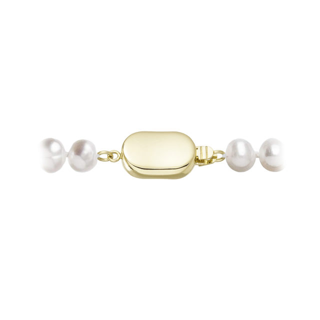 Perlový náramek z říčních perel se zapínáním ze 14 karátového zlata 923001.1/9269A bílý