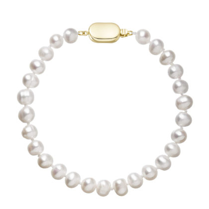 Perlový náramek z říčních perel se zapínáním ze 14 karátového zlata 923001.1/9269A bílý
