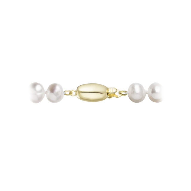 Perlový náramek z říčních perel se zapínáním ze 14 karátového zlata 923001.1/9271A bílý