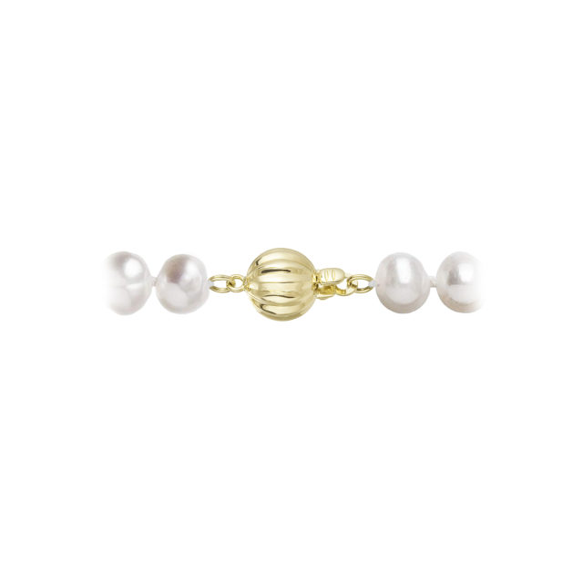 Perlový náramek z říčních perel se zapínáním ze 14 karátového zlata 923001.1/9272A bílý