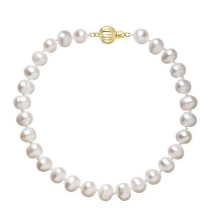 Perlový náramek z říčních perel se zapínáním ze 14 karátového zlata 923001.1/9272A bílý