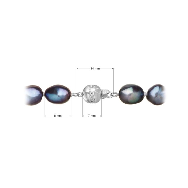 Perlový náramek z říčních perel se zapínáním z bílého 14 karátového zlata 823011.3/9266B peacock