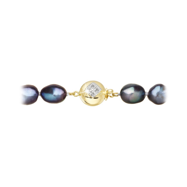 Perlový náramek z říčních perel se zapínáním ze 14 karátového zlata 923011.3/9270A peacock