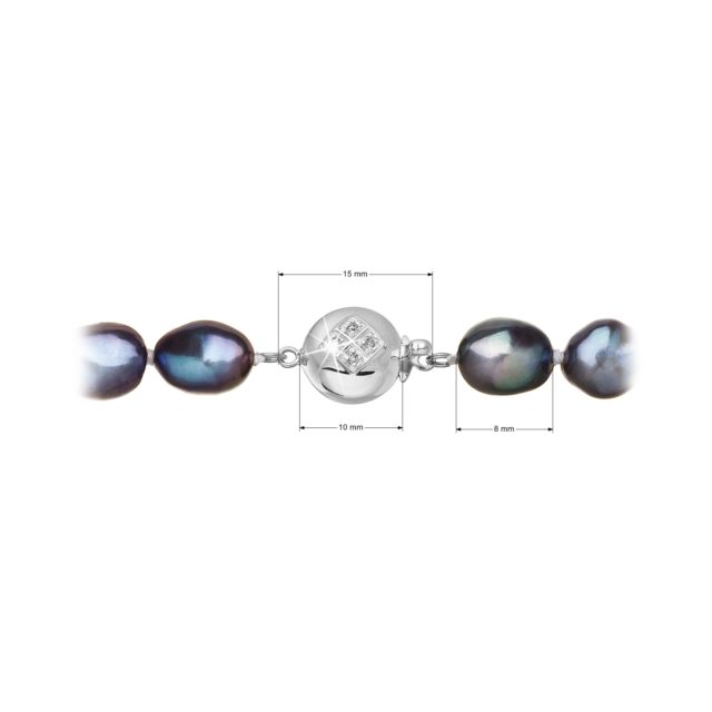 Perlový náramek z říčních perel se zapínáním z bílého 14 karátového zlata 823011.3/9270B peacock