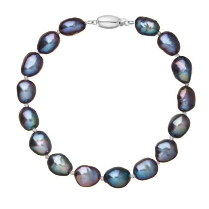 Perlový náramek z říčních perel se zapínáním z bílého 14 karátového zlata 823011.3/9271B peacock