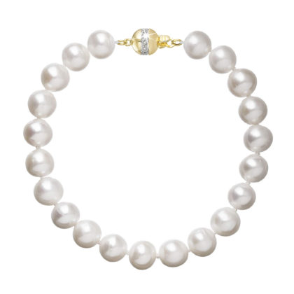Perlový náramek z říčních perel se zapínáním ze 14 karátového zlata 923003.1/9266A bílý