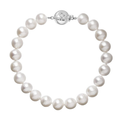 Perlový náramek z říčních perel se zapínáním z bílého 14 karátového zlata 823003.1/9270B bílý