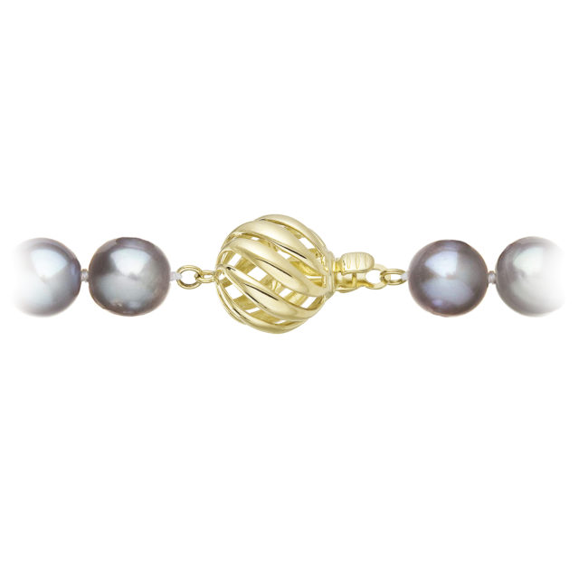 Perlový náramek z říčních perel se zapínáním ze 14 karátového zlata 923010.3/9264A grey