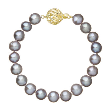 Perlový náramek z říčních perel se zapínáním ze 14 karátového zlata 923010.3/9264A grey