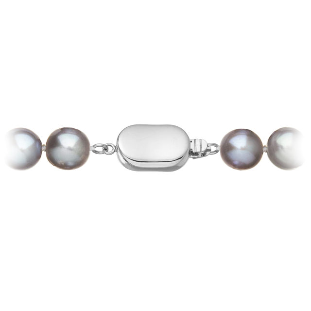 Perlový náramek z říčních perel se zapínáním z bílého 14 karátového zlata 823010.3/9269B grey