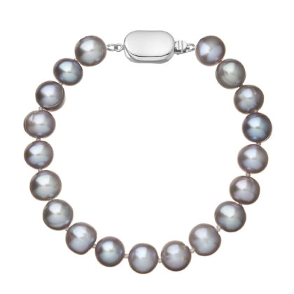 Perlový náramek z říčních perel se zapínáním z bílého 14 karátového zlata 823010.3/9269B grey