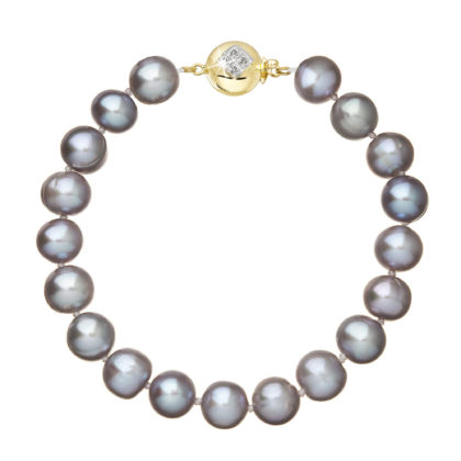 Perlový náramek z říčních perel se zapínáním ze 14 karátového zlata 923010.3/9270A grey
