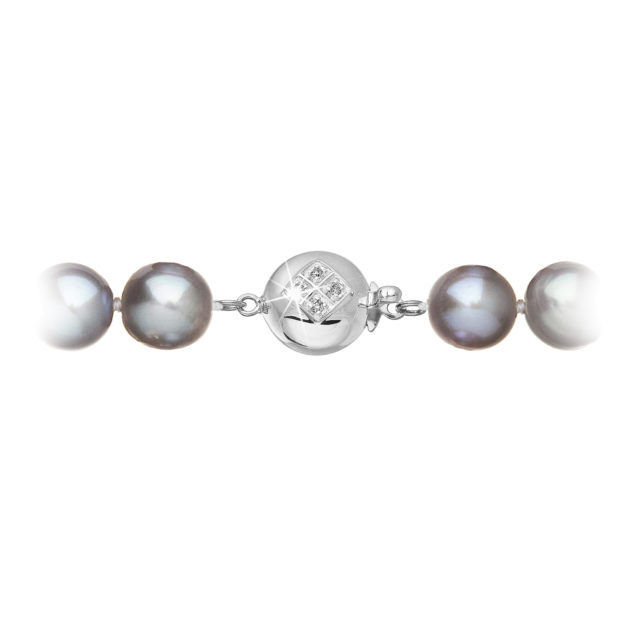 Perlový náramek z říčních perel se zapínáním z bílého 14 karátového zlata 823010.3/9270B grey