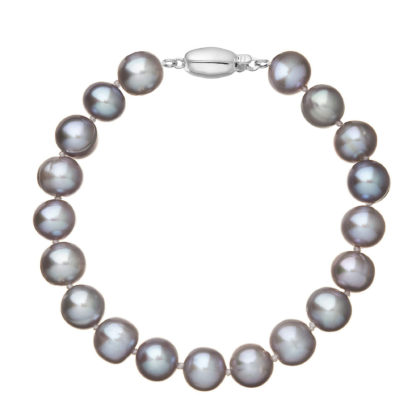 Perlový náramek z říčních perel se zapínáním z bílého 14 karátového zlata 823010.3/9271B grey