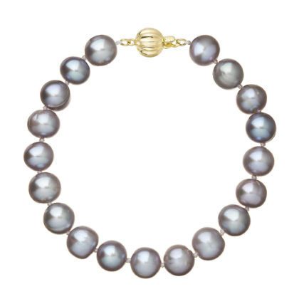 Perlový náramek z říčních perel se zapínáním ze 14 karátového zlata 923010.3/9272A grey