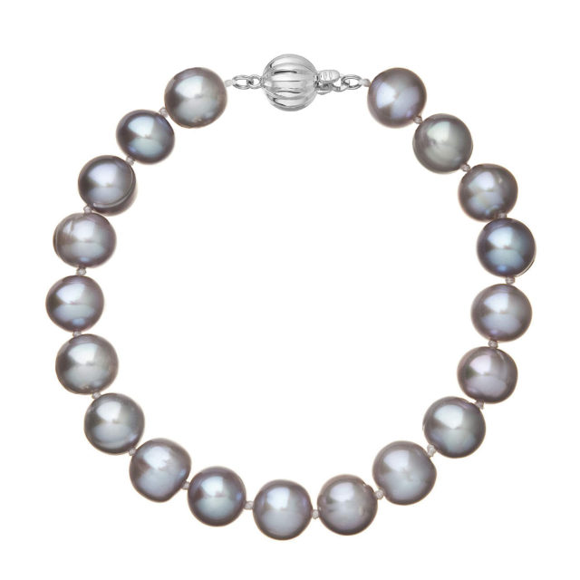 Perlový náramek z říčních perel se zapínáním z bílého 14 karátového zlata 823010.3/9272B grey