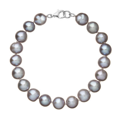 Perlový náramek z říčních perel se zapínáním z bílého 14 karátového zlata 823010.3/9260B grey
