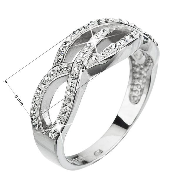 Stříbrný prsten s krystaly Swarovski bílý 35039.1