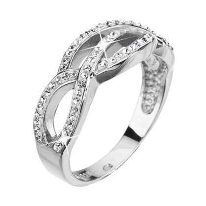 Stříbrný prsten s krystaly Swarovski bílý 35039.1