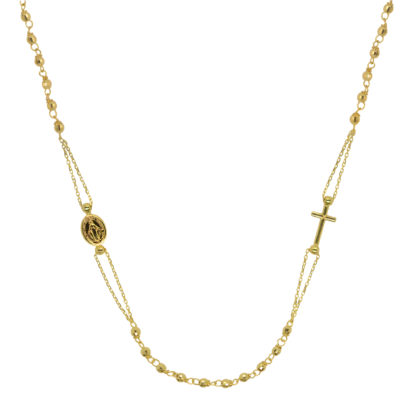 Zlatý 14 karátový náhrdelník růženec s křížem a medailonkem s Pannou Marií RŽ11 zlatý