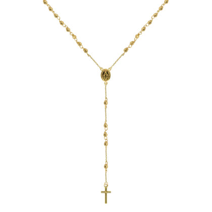 Zlatý 14 karátový náhrdelník růženec s křížem a medailonkem s Pannou Marií RŽ12 zlatý