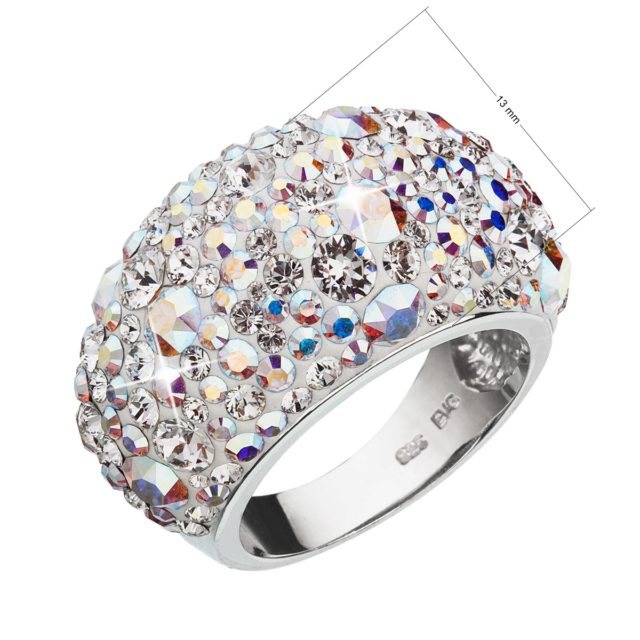 Stříbrný prsten s krystaly Swarovski crystaly ab 35028.2 ab efekt