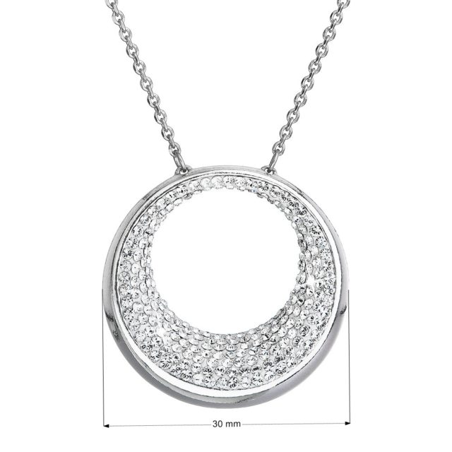 Stříbrný náhrdelník s krystaly Swarovski bílý 32026.1