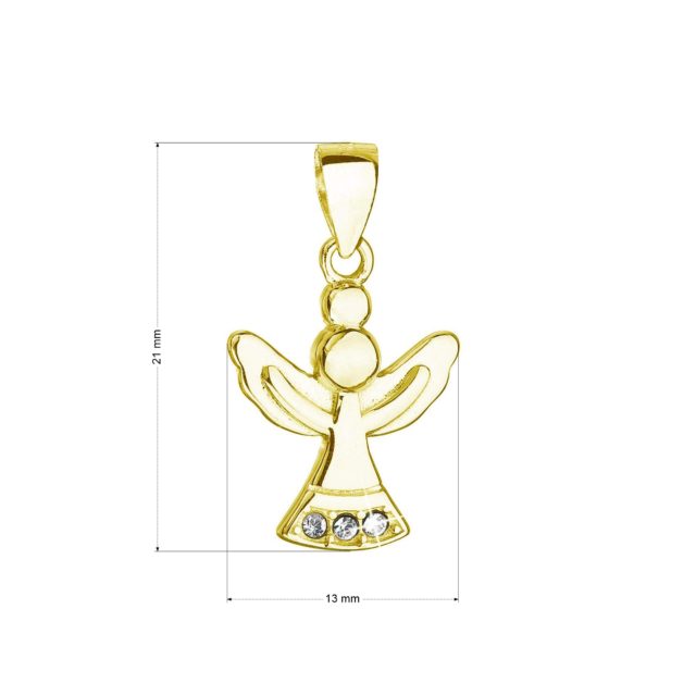 Pozlacený stříbrný přívěsek anděl se Swarovski krystaly bílý 32078.1