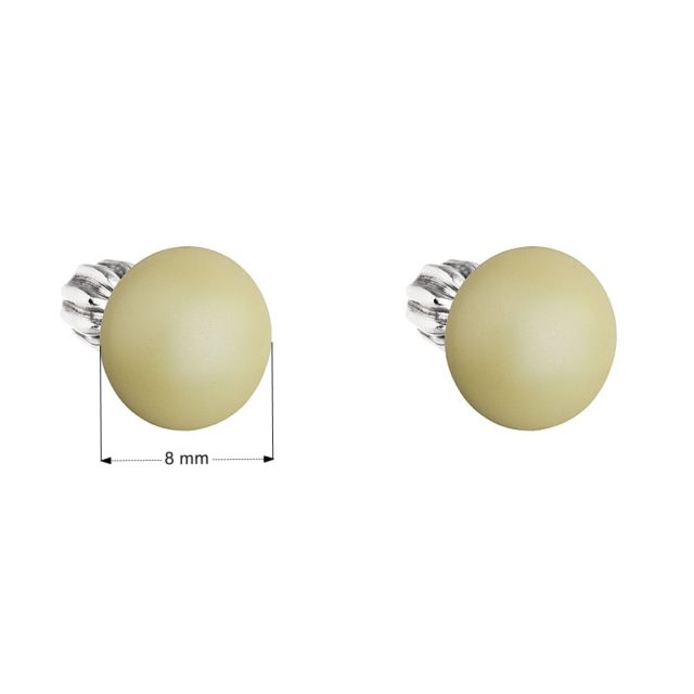 Stříbrné náušnice pecka s perlou Swarovski žluté kulaté 31142.3