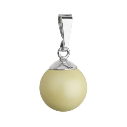 Stříbrný přívěsek se žlutou pastelovou kulatou Swarovski perlou 34150.3