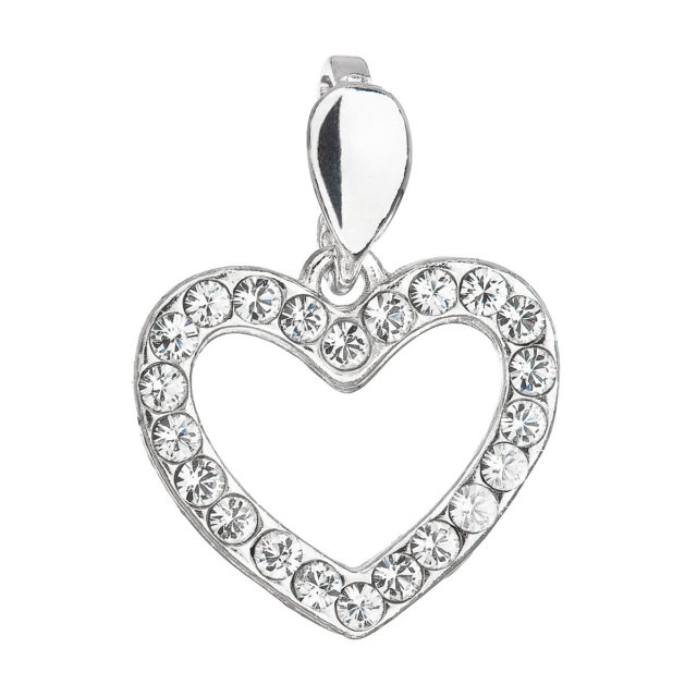 Stříbrný přívěsek s krystaly Swarovski bílé srdce 34219.1