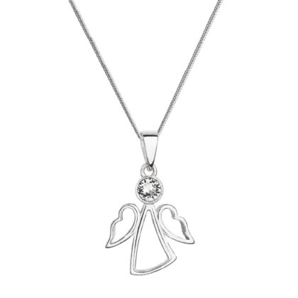 Stříbrný náhrdelník anděl se Swarovski krystalem bílý 32082.1 crystal